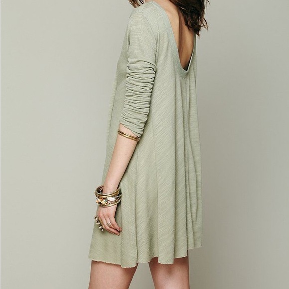 Free People Swing Dress Olive Green Small - Picture 4 of 5